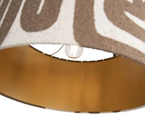 Nastaviteľná čierna stojaca lampa s hnedým a béžovým pruhovaným tienidlom 50 cm - Editor