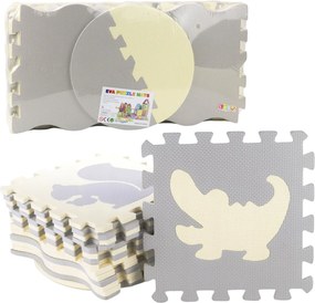 LEAN Toys Mäkké puzzle vzdelávacie podložky Ohrádka Pena EVA Béžová Sivá 25 el.