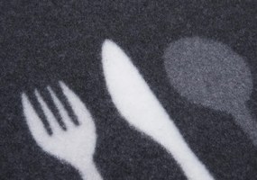 Koberec / Behúň Hanse Home Cook & Clean Kitchen Cutlery čierny / biely / sivý