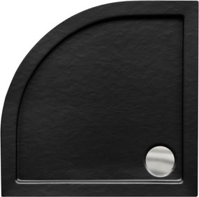 Besco Štvrťkruhová akrylátová sprchová vanička ARON NEW SE HR 80x80 (90x90) B SlimLine Stone Effect BESCO-Rozmery: 90x90