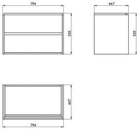 Cersanit Crea, závesná skrinka s umývadlom 80cm, set B115, dub, S801-289