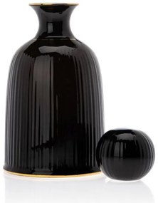 Keramická sada šálok s karafou a podnosom KENDI čierna