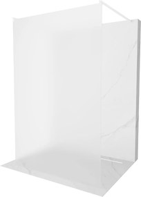 Mexen Kioto, priechodná sprchová zástena 110 x 200 cm, 8mm sklo námraza, 2x biela stabilizačná rozpera, 800-110-002-20-30