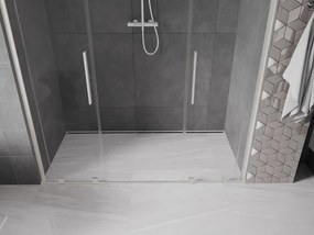 Mexen Velar L Duo, posuvné sprchové dvere do otvoru 170 cm, 8mm číre sklo, brúsená oceľ, 871-170-003-02-97