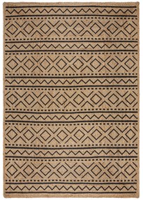 Kusový koberec Printed Jute Luis Natural/Black, 200x290, béžová, chodba / predsieň, Flair Rugs