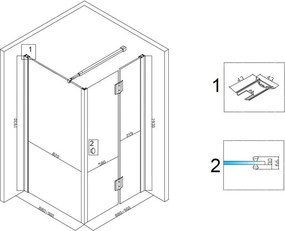 BPS-koupelny Štvorcový sprchovací kút ZES KZ1390B BL 90x90 čierna/transparent - bez vaničky