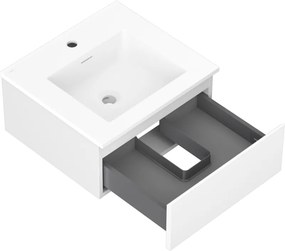 Mexen Orio, kúpeľňová skrinka 50 cm s umývadlom Otis, 1 zásuvka, biela matná, 91A10-05023-1-BF01-W18M01