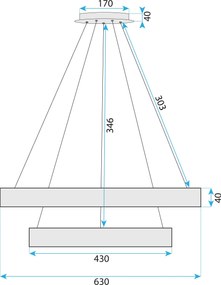 Toolight Toolight, LED závesné osvetlenie 63cm, 80W, G045-2CP, zlatá, OSW-06313