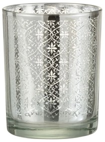 Strieborný sklenený svietnik s ornamentami S - 10 * 10 * 12,5 cm