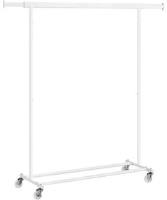 Stojan na šaty s kolieskami, nosnosť 100 kg, biely