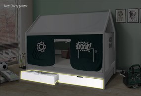 Detská Domčekové posteľ KIDS piráti modročervený - sivá 200x90 cm