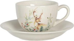Keramický šálka s tanierikom Dearly Christmas - Ø 15 * 7 cm / 0.2L