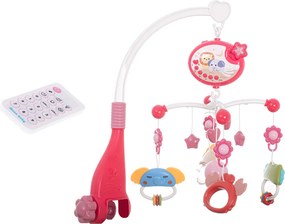 KIK Lullaby Star Design Pink kolotoč do postieľky s projektorom hviezd a diaľkovým ovládaním, ružový