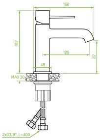 Laveo Pola, umývadlová batéria h-167, čierna matná, LAV-BAP_722D