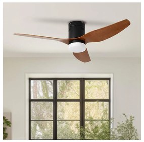 ZEVENTI - LED stropný ventilátor PADUA LED/18W/230V Wi-Fi Tuya čierna/hnedá + diaľkový ovládač
