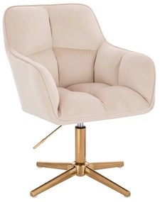 LuxuryForm DESIGN Kreslo AMALFI VELUR na zlatom kríži - krémové