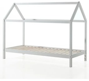 Biela domčeková detská posteľ z borovicového dreva s výsuvným lôžkom a úložným priestorom 90x200 cm DALLAS – Vipack