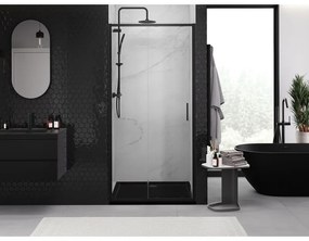 Mexen Exo, posuvné dvere do otvoru 90x200 cm, 6mm číre sklo, čierny profil, 8151-090-000-70-00
