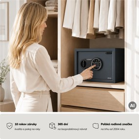 Malý domáci trezor, elektronický zámok na kód, na peniaze a dokumenty, 350x250x250 mm: DORIAN