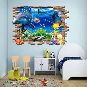 Veselá Stena Samolepka na stenu na stenu Roztomilé delfíny Veľkosť: 88 x 58 cm