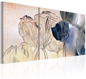 Artgeist Obraz - Sketch of Tulips Veľkosť: 120x60, Verzia: Na talianskom plátne