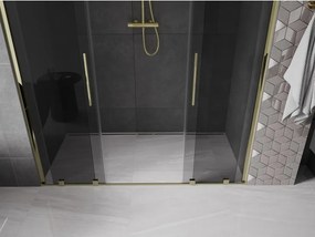 Mexen Velar Duo, posuvné sprchové dvere do otvoru 200 cm, 8mm šedé sklo, zlatá lesklá, 871-200-000-42-50