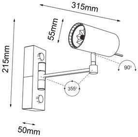 Shilo 2209 - Nástenná lampička FUSSA 1xGU10/15W/230V čierna
