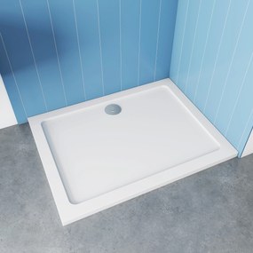 Cerano Piato, obdĺžniková sprchová vanička z liateho mramoru 100x80x3 cm, biela matná, CER-CER-476957