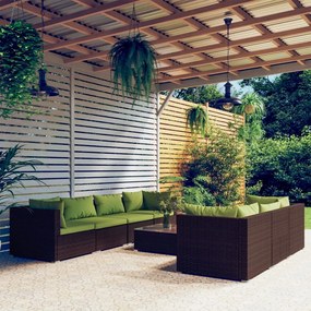 8-dielna záhradná sedacia súprava s vankúšmi polyratan hnedá