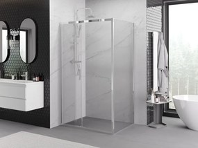 Mexen Exo, posuvná sprchová kabína, dvere 80 cm + bočná stena 70 cm, transparentné sklo, chróm, 8153-080-070-01-00
