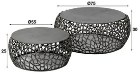 Konferenčný stôl 34-85 Maze Ø75 a Ø55cm 2-set Čierny Nikel  - Komfort-nábytok