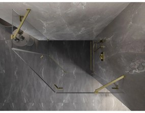 Mexen Lunar, päťuholníkový sprchový kút s pravým sklonom 90 x 80 cm, 8mm číre sklo, zlatý matný profil, 831-090P-080L-55-00-P
