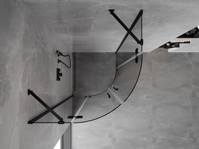 Mexen Mist, polkruhový výklopný sprchový kút 80 x 80 cm, číre sklo, čierny profil, 8A33-080-080-70-00