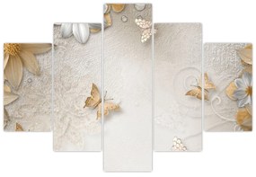 Obraz - Kvety s motýlikmi (150x105 cm)