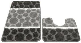 Sada kúpeľňových koberčekov SIENA sivá, pruhy / bodky