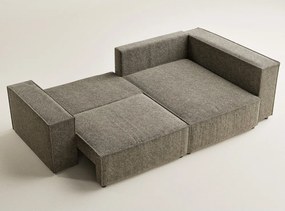 Hnedá ženilková rozkladacia/s úložným priestorom rohová pohovka (pravý roh/do L) Tonga – Maison de Rêve