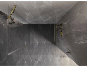 Mexen Lunar-B, pravostranný výklopný sprchový kút 100 x 70 cm, 8mm číre sklo, zlatý profil, 832-100-070-50-00-P