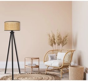Duolla - Stojacia lampa ROLLER 1xE27/15W/230V pr. 45 cm ratan/čierna
