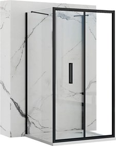 Rea Rapid Fold, 3-stenný sprchovací kút so skladacími dverami 100 (dvere) x 100 (stena) x 195 cm, 6/4mm číre sklo, čierny profil, KPL-09918