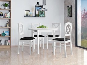 Okrúhly stôl so 4 stoličkami - AL55, Morenie: biela, Poťahové látky: Kronos 7 Mirjan24 5903211245268