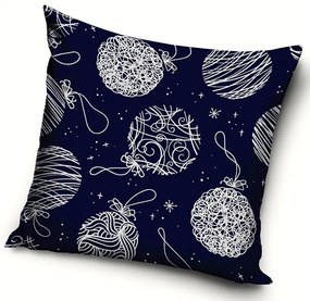 TipTrade Vianočná obliečka na vankúšik 40x40 cm - Vianočné banky Modrý