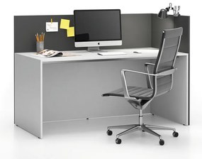 Kancelárska zostava single s paravánom SEGMENT, pravá, biela/grafit