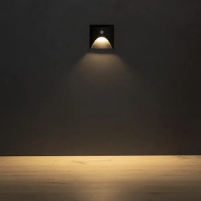 Kanlux 39130 - LED schodové svietidlo so senzorom EXIN 2,5W/230V 3000K IP65 čierne, hranaté