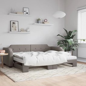Rozkladacia denná posteľ s matracmi sivohnedá 90x200 cm látka 3197655