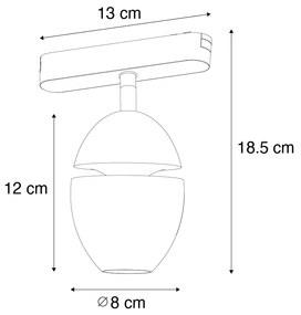 Moderné čierne bodové svetlo pre 1-fázový koľajnicový systém vrátane LED - Magnetic Eggy