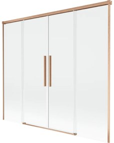 Mexen Rox, 2-krídlová posuvná vaňová zástena 190 x 150 cm, 8mm číre sklo, medený matný profil, 8C9-190-002-65-00