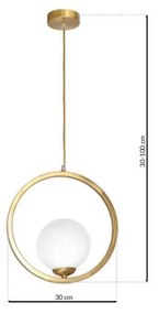 Závesné svietidlo Vienna, 1x biele sklenené tienidlo, c