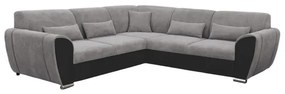 Rozkladacia rohová sedacia súprava s úložným priestorom v tvare L VISEU ľavá sivá/čierna