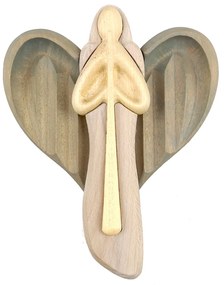 AMADEA Drevený anjel modliaci sa, farebný, masívne drevo, 22x15x2 cm