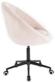 LuxuryForm DESIGN Kreslo VERA VELUR na čiernej podstave s kolieskami - krémové
